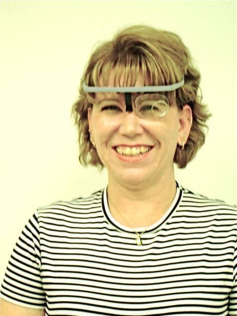 Woman wearing Prism Glasses