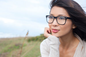 Woman outside wearing glasses